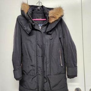 Korean fashion down parka with furry hood